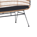 Naoki 2-seater sofa with pe cushion natural-metal black 120x62x79cm - Image 4