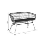 Lounge Naoki set of 4 pcs natural pe rattan-black metal-glass 148x70x72cm - Слика 5