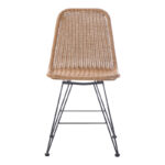 Pamela pe rattan chair in natural shade and black metal legs 44x58x82cm - Слика 5