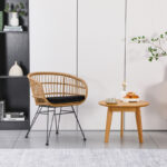 Naoki armchair with cushion pe rattan in natural shade and black metal legs 63x61x79cm - Слика 2
