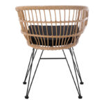 Naoki armchair with cushion pe rattan in natural shade and black metal legs 63x61x79cm - Слика 6