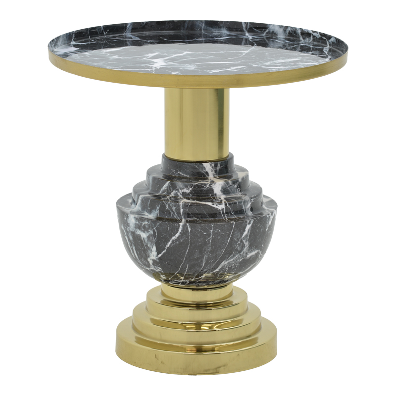 287-000005 Side table Cogent Inart black-gold metal D46x50cm - Image 1