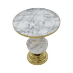 Side table Cogent Inart marble grey-gold metal D41x44cm - Image 2