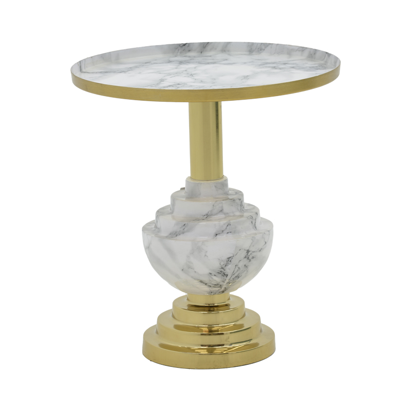 287-000006 Side table Cogent Inart marble grey-gold metal D41x44cm - Image 1