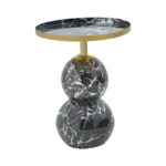 Side table Dearest Inart marble black-gold metal D41x57cm