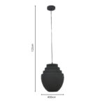 Ceiling lamp Kelsy Inart E27 black metal D30x122cm - Image 4