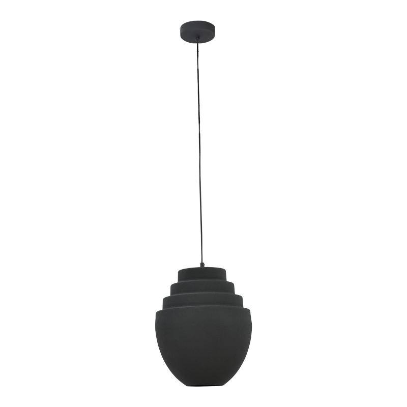 287-000012 Ceiling lamp Kelsy Inart E27 black metal D30x122cm - Image 1