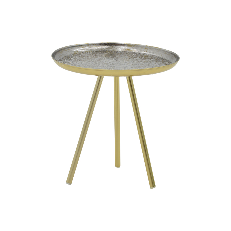 287-000015 Side table Jacksie Inart grey-gold metal D41x43.5cm - Image 1
