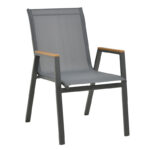Armchair Azelie dark grey textilene-dark grey aluminium leg-plywood arms 56x75x88cm