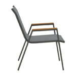 Armchair Azelie dark grey textilene-dark grey aluminium leg-plywood arms 56x75x88cm - Image 3
