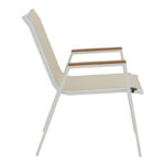 Azelie aluminum armchair in beige textilene shade and white leg 56x75x88cm - Слика 3