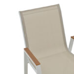 Azelie aluminum armchair in beige textilene shade and white leg 56x75x88cm - Слика 6