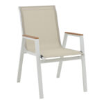 Dinning set Azelie-Kliton ΙΙ set of 7 grey fabric-white aluminum 150x80x74cm - Слика 6