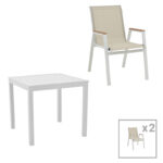 Dining table Kliton - Azelie set of 3 aluminum in white shade 80x80x74cm