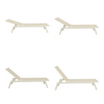 Boka white aluminum and textilene deckchair in beige shade 60x192x31cm - Слика 4