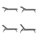 Boka dark grey aluminum and textilene sun lounger in black shade 60x192x31cm - Слика 4