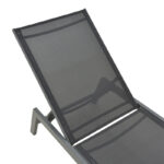 Boka dark grey aluminum and textilene sun lounger in black shade 60x192x31cm - Слика 5