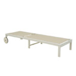 Deckchair Mailo white aluminum and textilene in beige shade 71x206x30cm - Image 2