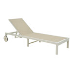 Deckchair Mailo white aluminum and textilene in beige shade 71x206x30cm