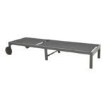 Deckchair Mailo dark grey aluminum and textilene in black shade 71x206x30cm - Слика 2