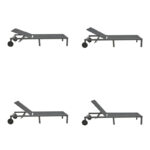 Deckchair Mailo dark grey aluminum and textilene in black shade 71x206x30cm - Слика 4