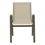 Azelie armchair champagne aluminum and textilene in light gray shade 56x75x88cm - Слика 4