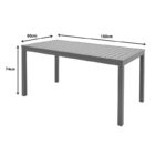 Kliton aluminum table in champagne shade 150x80x74cm - Image 5
