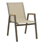 Lafla-Azelie dining table set of 9 champagne aluminum and plywood in natural shade 160-240x100x75cm - Image 2