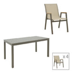 Kliton-Azelie dining table set of 5 in champagne color 150x80x74cm
