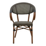 Armchair Isaia dark brown aluminum-textilene black 57x57x83cm - Слика 4