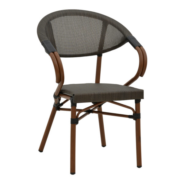 Armchair Isaia dark brown aluminum-textilene black 57x57x83cm