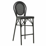 Bar stool Dezyan black aluminum-black textilene 41.5x53.5x116cm