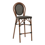 Bar stool Dezyan dark brown aluminum-grey textilene 41.5x53.5x116cm