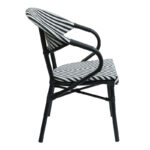 Armchair Isaia stack black aluminum-black and white textilene 57x57x83cm - Слика 2