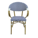 Armchair Isaia stack natural aluminum-blue and white textilene 57x57x83cm - Слика 3