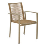 Jonian stackable champagne aluminum-textilene armchair in natural shade 57x63x83cm