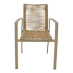 Jonian stackable champagne aluminum-textilene armchair in natural shade 57x63x83cm - Image 4