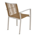 Jonian stackable white aluminum-textilene armchair in natural shade 57x63x83cm - Image 2