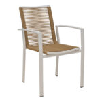 Jonian stackable white aluminum-textilene armchair in natural shade 57x63x83cm