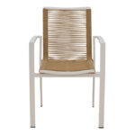 Jonian stackable white aluminum-textilene armchair in natural shade 57x63x83cm - Image 4