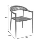 Armchair Fagen stack white aluminum-natural textilene 56x60x78cm - Слика 5