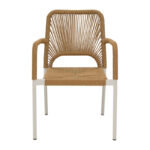 Norture stackable aluminum armchair white frame-natural rattan 57x61x85cm - Слика 4