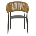 Aluminum armchair Raven stackable anthracite frame-textilene natural rattan 57x62x78cm - Image 4