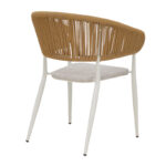 Aluminum armchair Raven stackable white frame-natural textilene-rattan 57x62x78cm - Слика 2