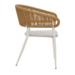 Aluminum armchair Raven stackable white frame-natural textilene-rattan 57x62x78cm - Слика 3