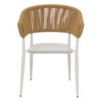 Aluminum armchair Raven stackable white frame-natural textilene-rattan 57x62x78cm - Слика 4