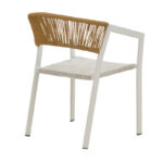 Aluminum armchair Glisten stackable white frame-textilene natural rattan 56x62x77cm - Image 2
