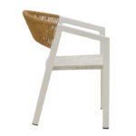 Aluminum armchair Glisten stackable white frame-textilene natural rattan 56x62x77cm - Image 3