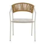 Aluminum armchair Glisten stackable white frame-textilene natural rattan 56x62x77cm - Image 4