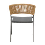 Aluminum armchair Glisten stackable anthracite frame-textilene natural rattan 56x62x77cm - Image 5